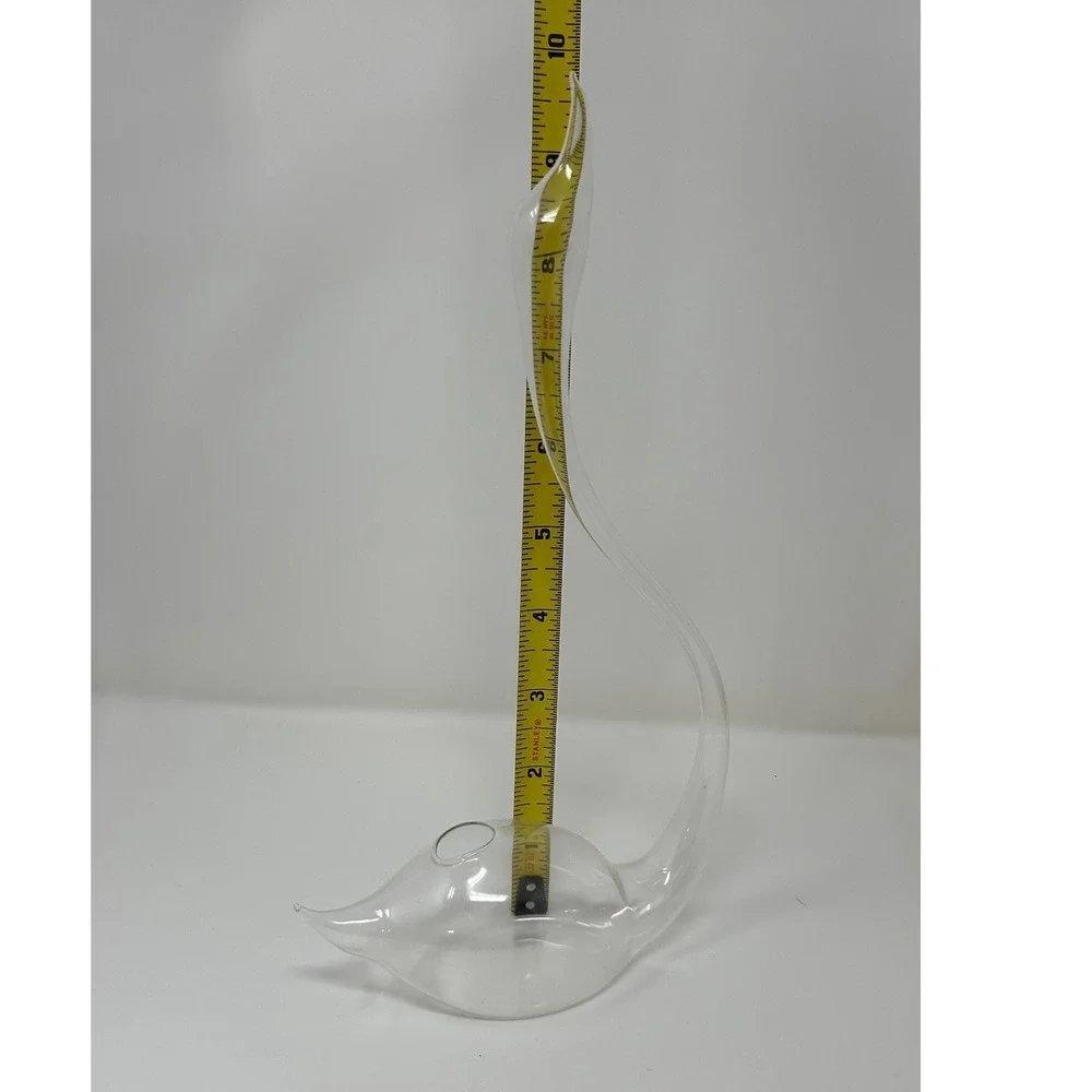 Vintage Coker Glass Blowers Hand Blown Clear Glass Swan Vase Cypress Gardens FL